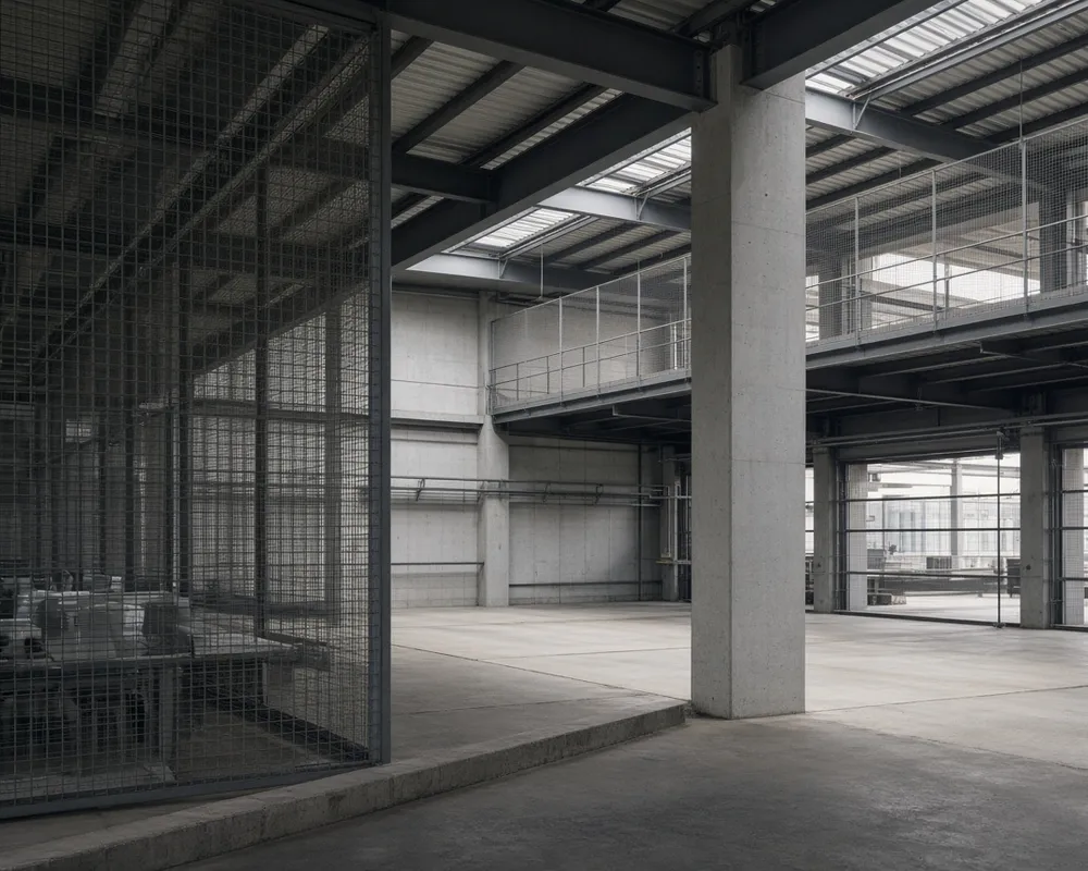 Editorial photograph of industrial workshop geometry