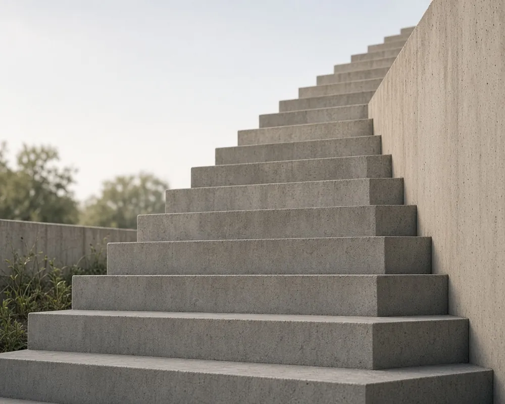 Editorial photograph of ascending architectural steps